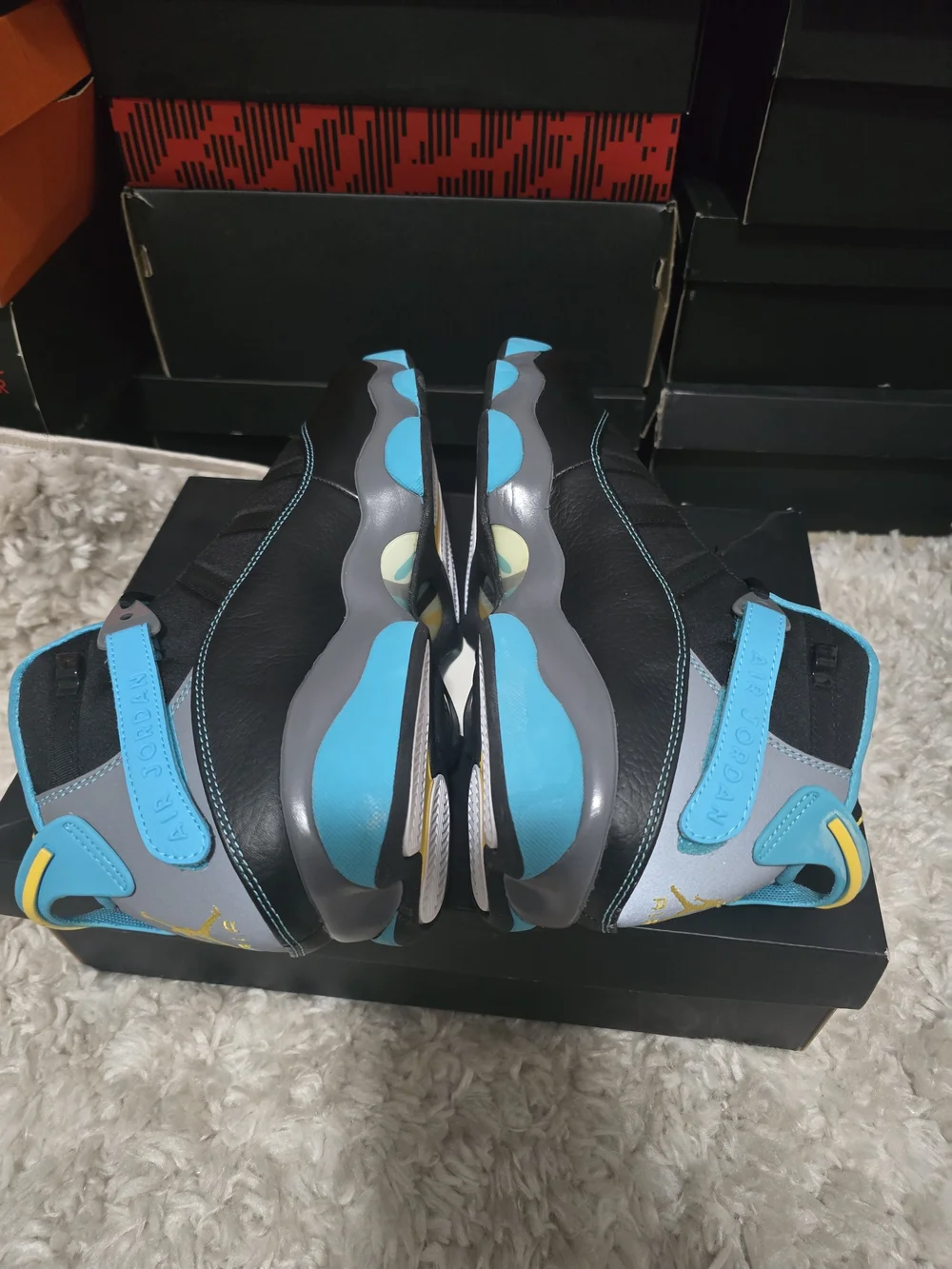 Air Jordan 6 ring Men's Shoe's Black and Turquoise Basketball Shoes Size 10